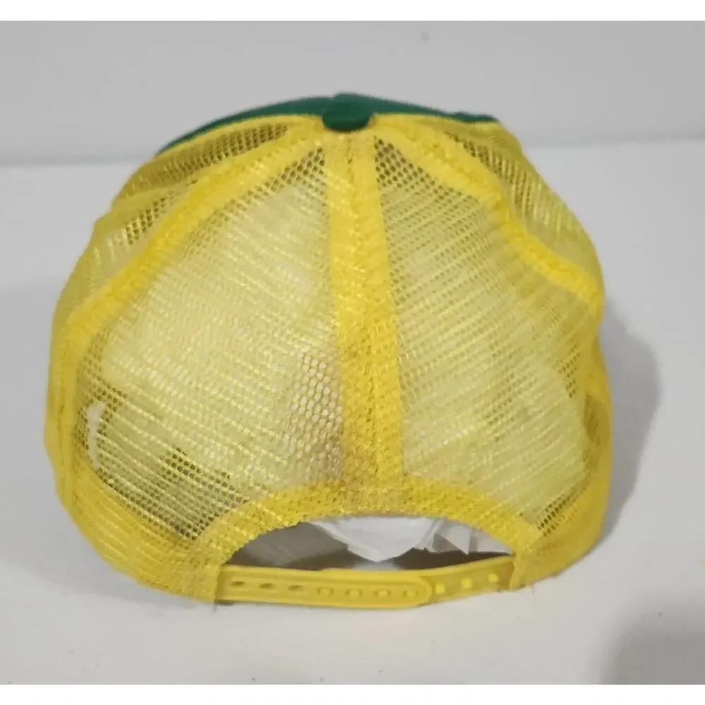 Vintage John Deere Hat Cap Mens Snapback Yellow Green Adjustable Tractor Mower